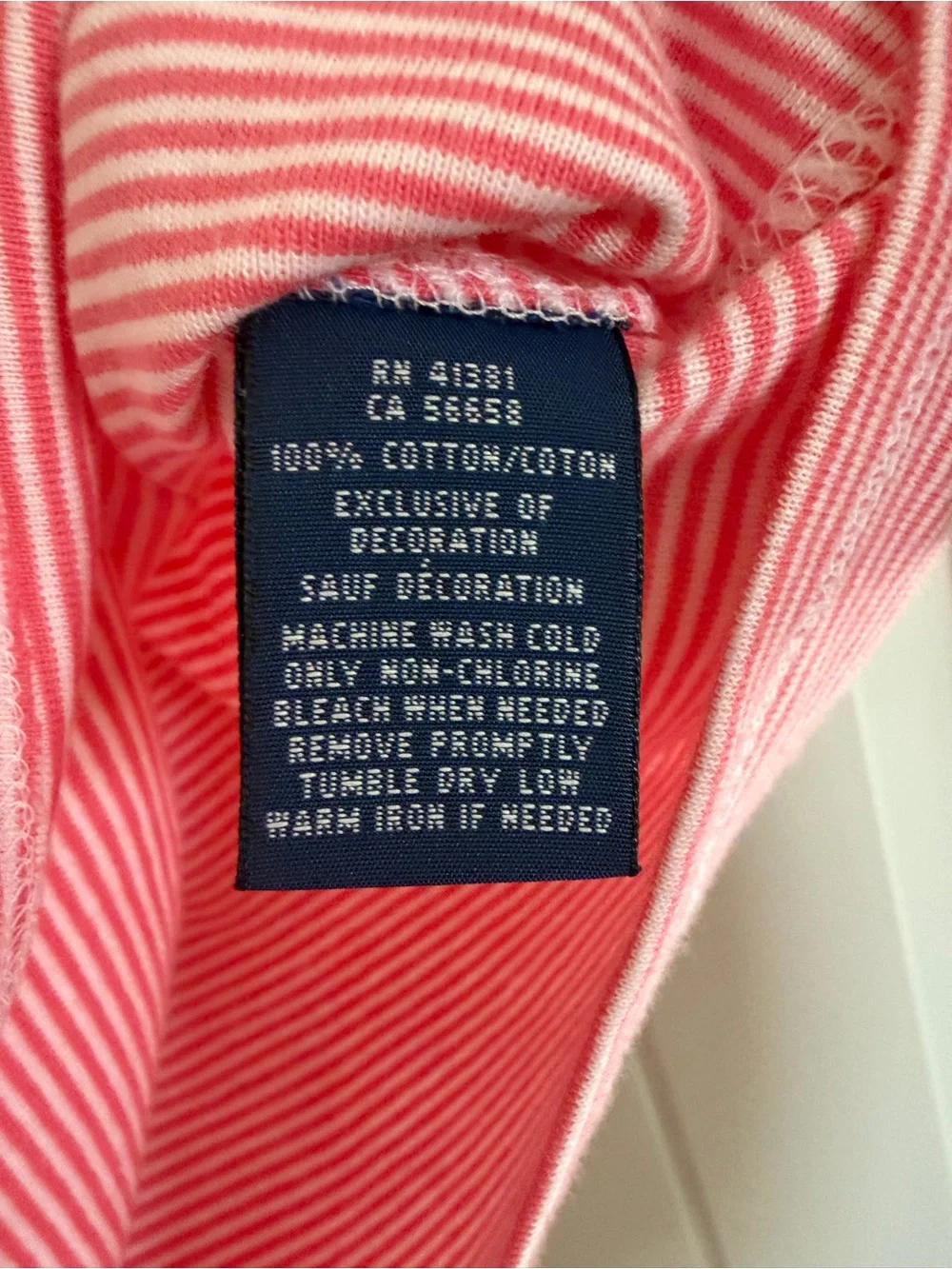 Ralph Lauren Youth XL Women’s XS Baby Pink Striped Crewneck Tee Pink Pony Logo